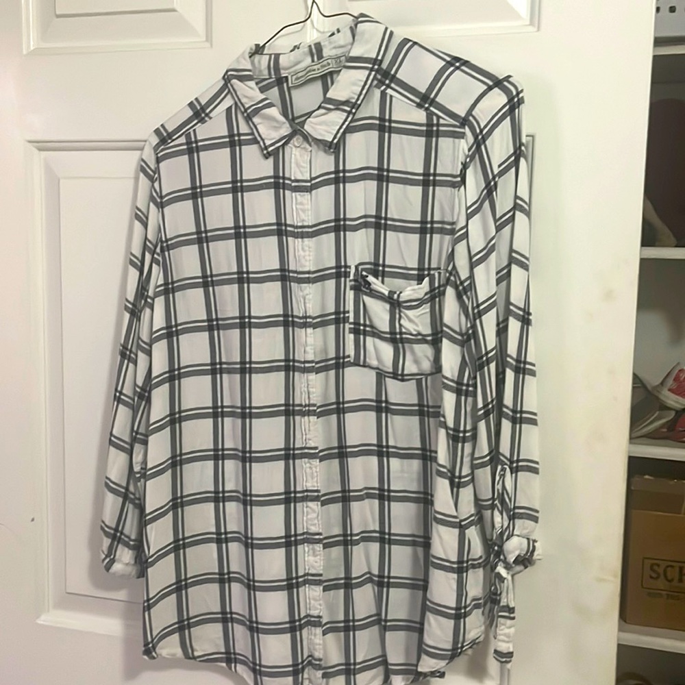 Cute Abercrombie Flannel with 3/4 tie sleeves - XL